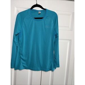 Quechua Decathlon Hiking Shirt Mens Size M Blue Long Sleeve Performance Gym